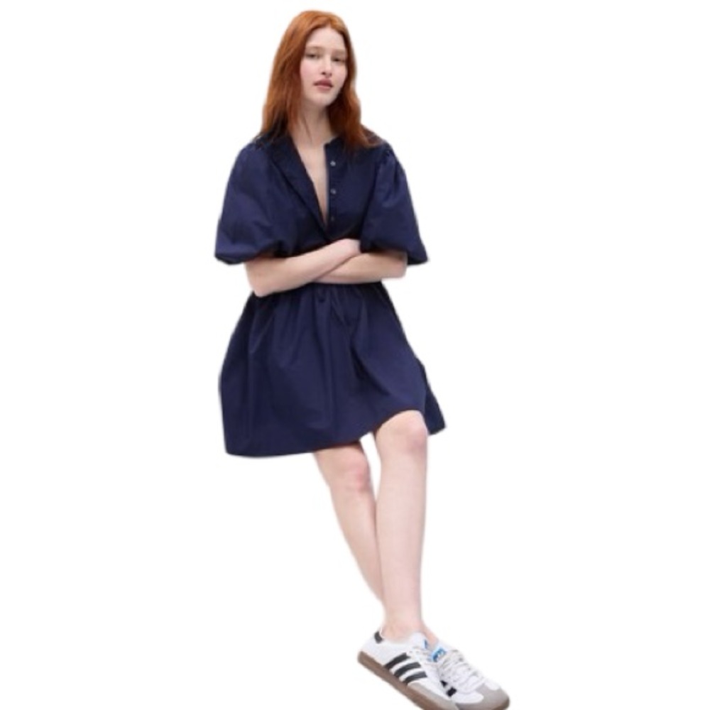 Gap Navy Blue Balloon Sleeve Mini Dress | Size Medium | NWT